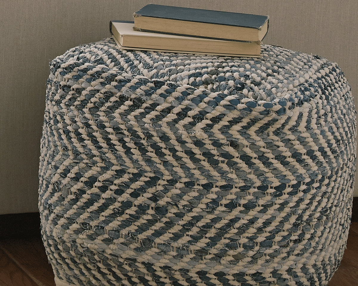 Sam's Furniture - Ashley Furniture - Chevron Pouf - Pouf / Blue - A1000445