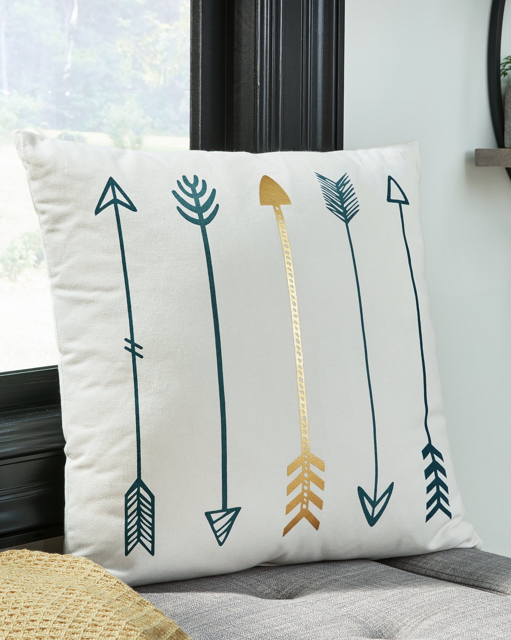 Sam's Furniture - Ashley Furniture - Gyldan Pillows - Pillow (4/CS) / White/Teal/Gold - A1000994