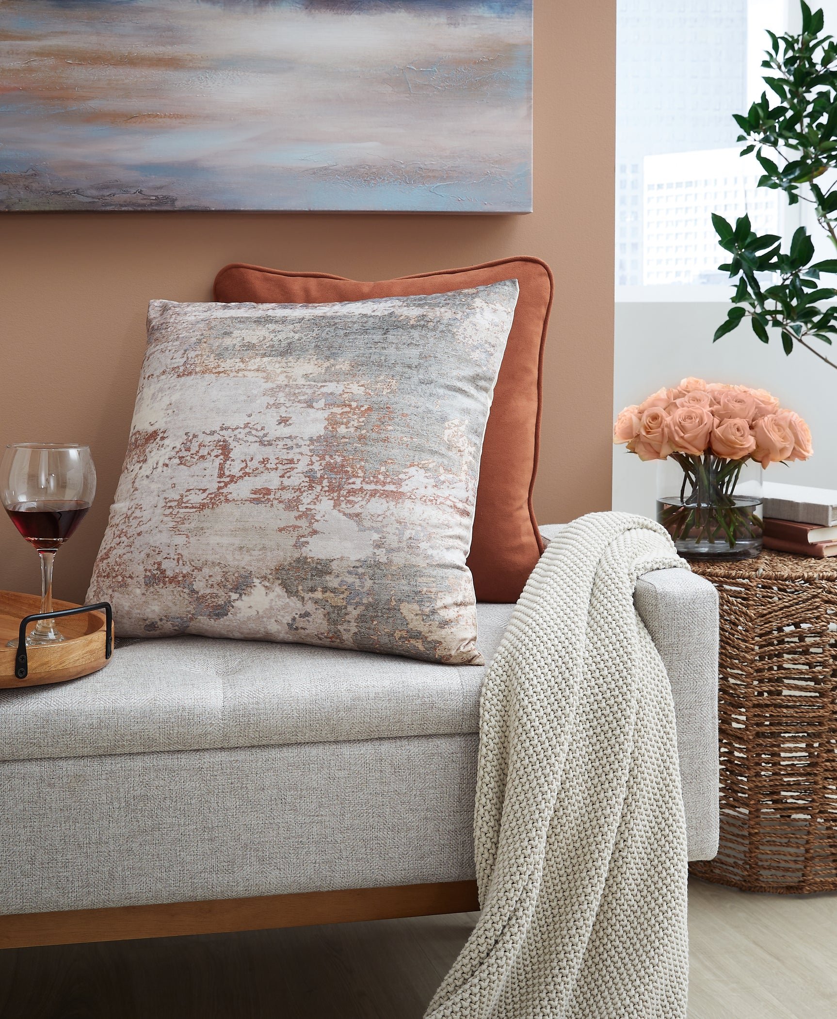 Sam's Furniture - Ashley Furniture - Edinfielders Pillows - Pillow (4/CS) / Cream/Gray/Rust - A1001094