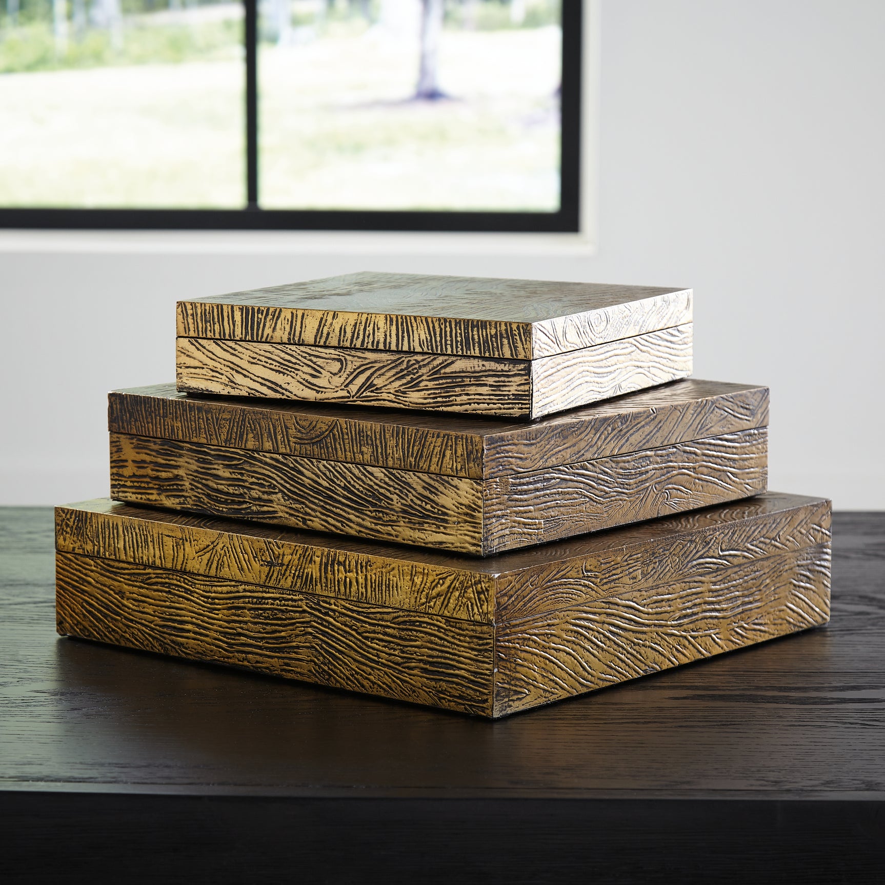 Sam's Furniture - Ashley Furniture - Keldy Box (Set of 3) - Box Set (3/CN) / Antique Brass Finish - A2000490