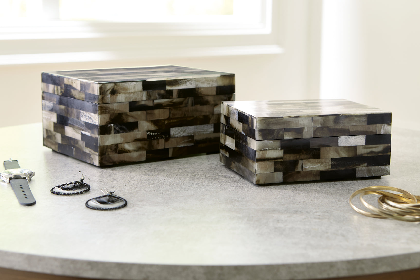 Sam's Furniture - Ashley Furniture - Ellford Box (Set of 2) - Box Set (Set of 2) / Black/Brown/Cream - A2000596