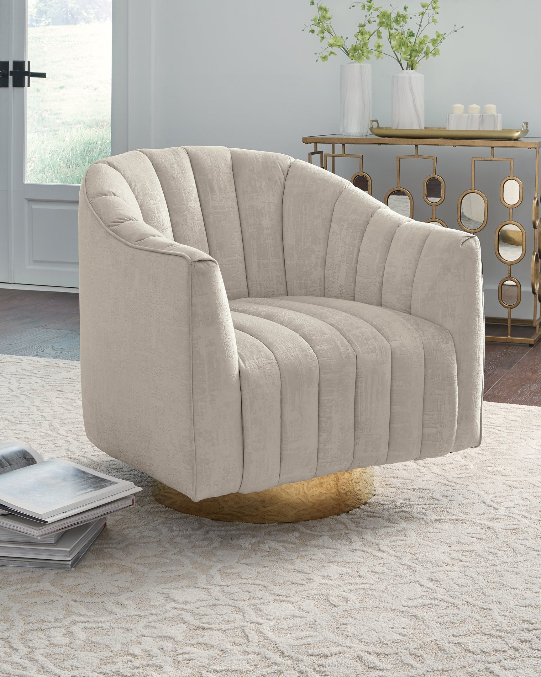 Sam's Furniture - Ashley Furniture - Penzlin Accent Chair - Swivel Accent Chair / Pearl - A3000241