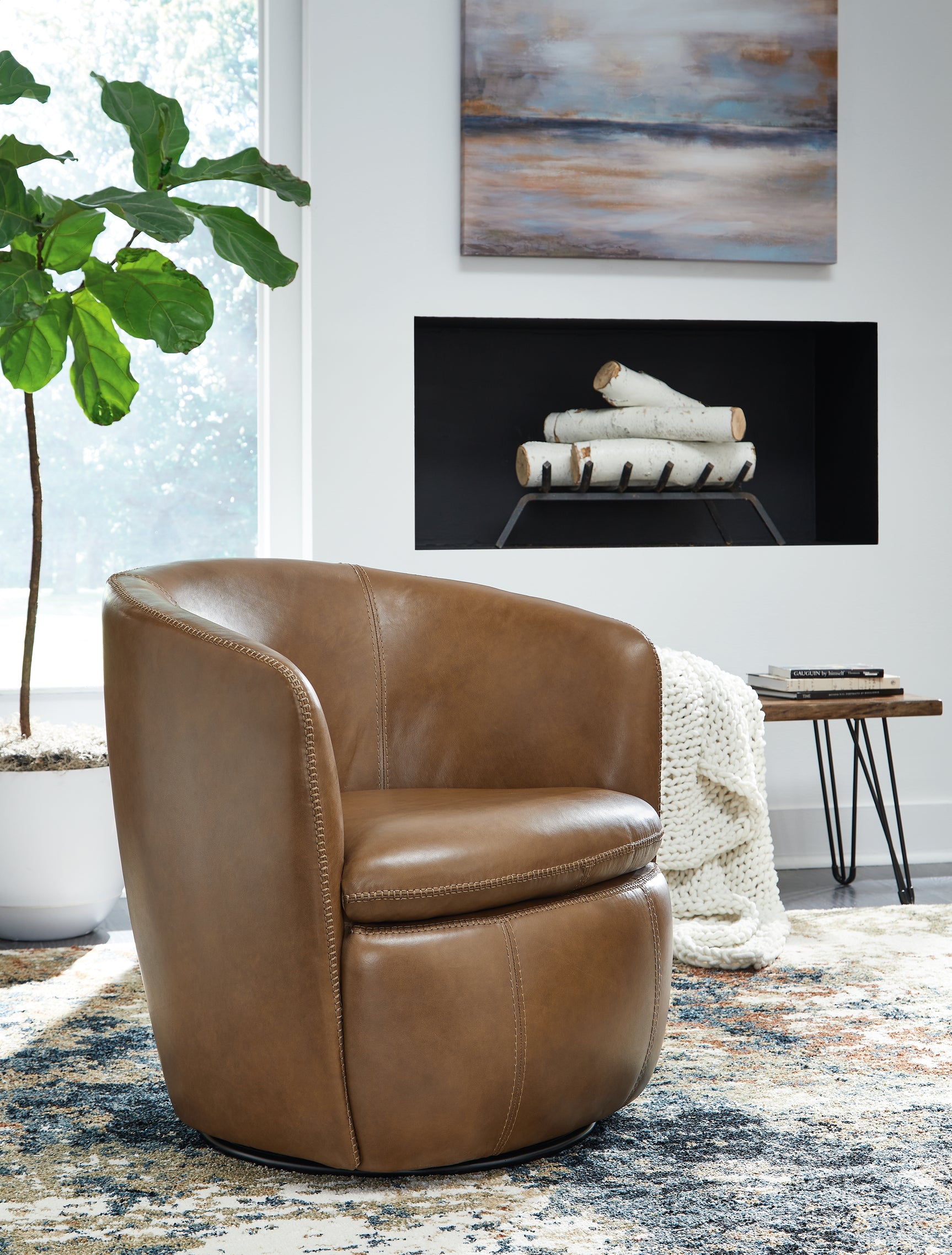 Sam's Furniture - Ashley Furniture - Kierreys Swivel Accent Chair - Swivel Accent Chair / Caramel - A3000700