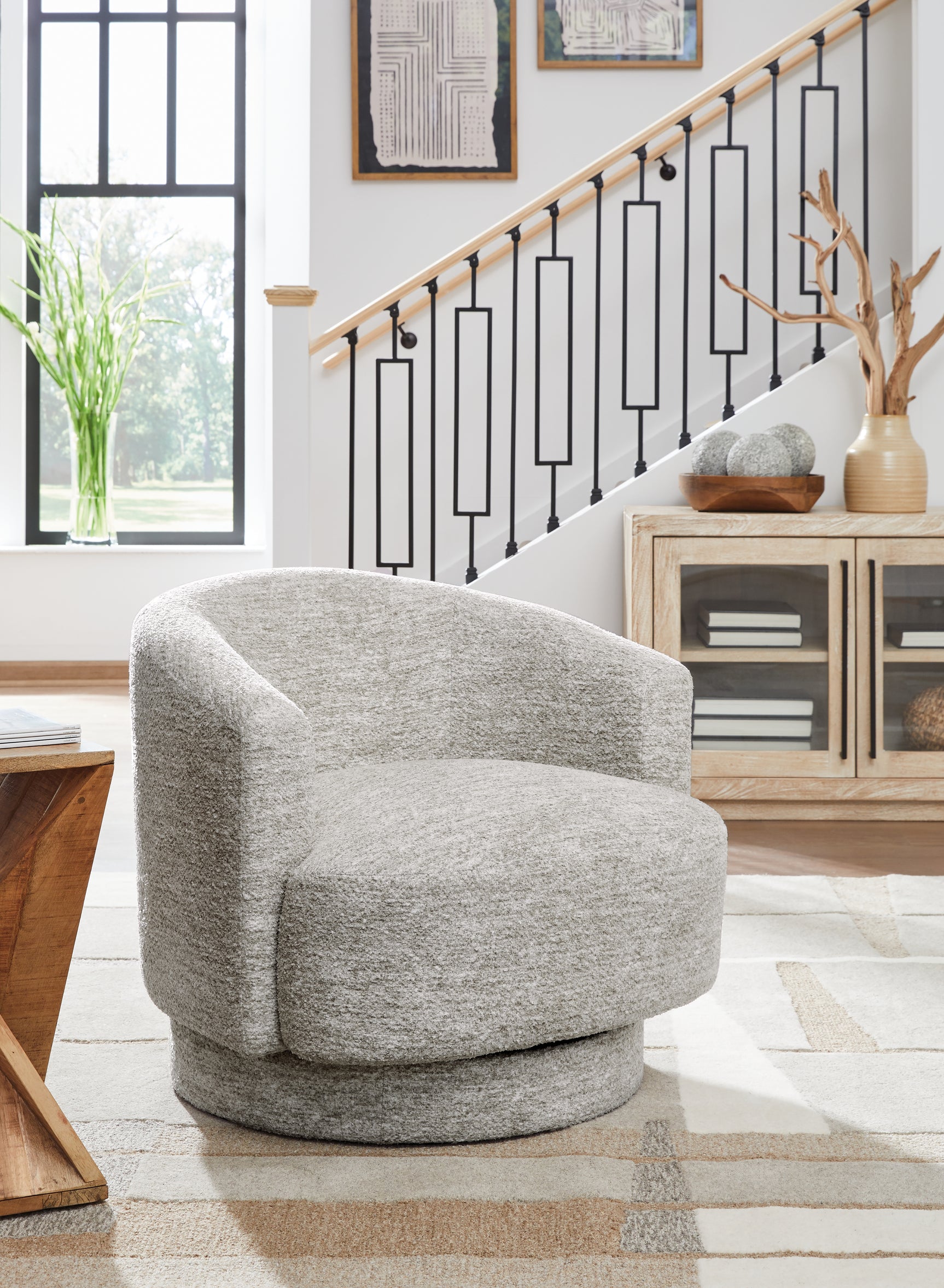 Sam's Furniture - Ashley Furniture - Wardsor Swivel Accent Chair - Swivel Accent Chair / Stone - A3000731