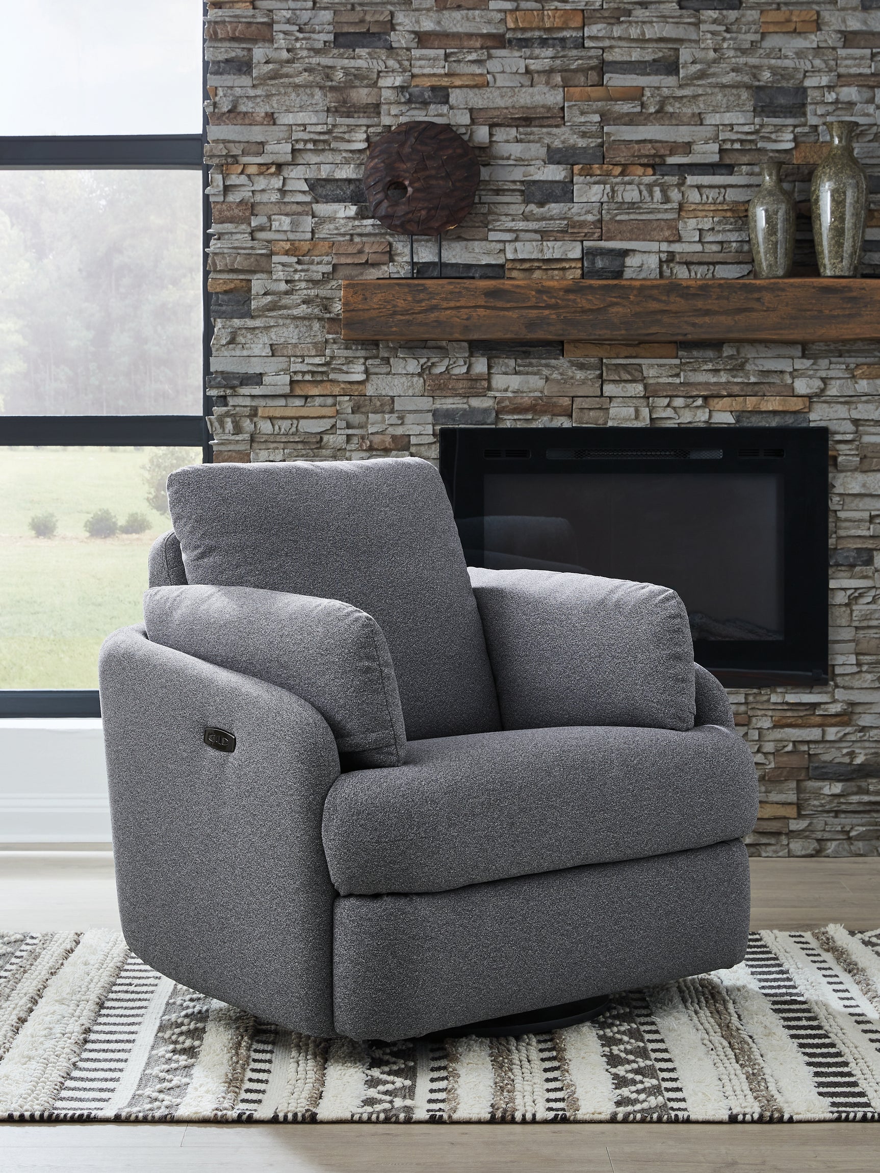Sam's Furniture - Ashley Furniture - Alainmont Next-Gen Nuvella Swivel Power Recliner - Swivel Power Recliner / Salt and Pepper - A3000738