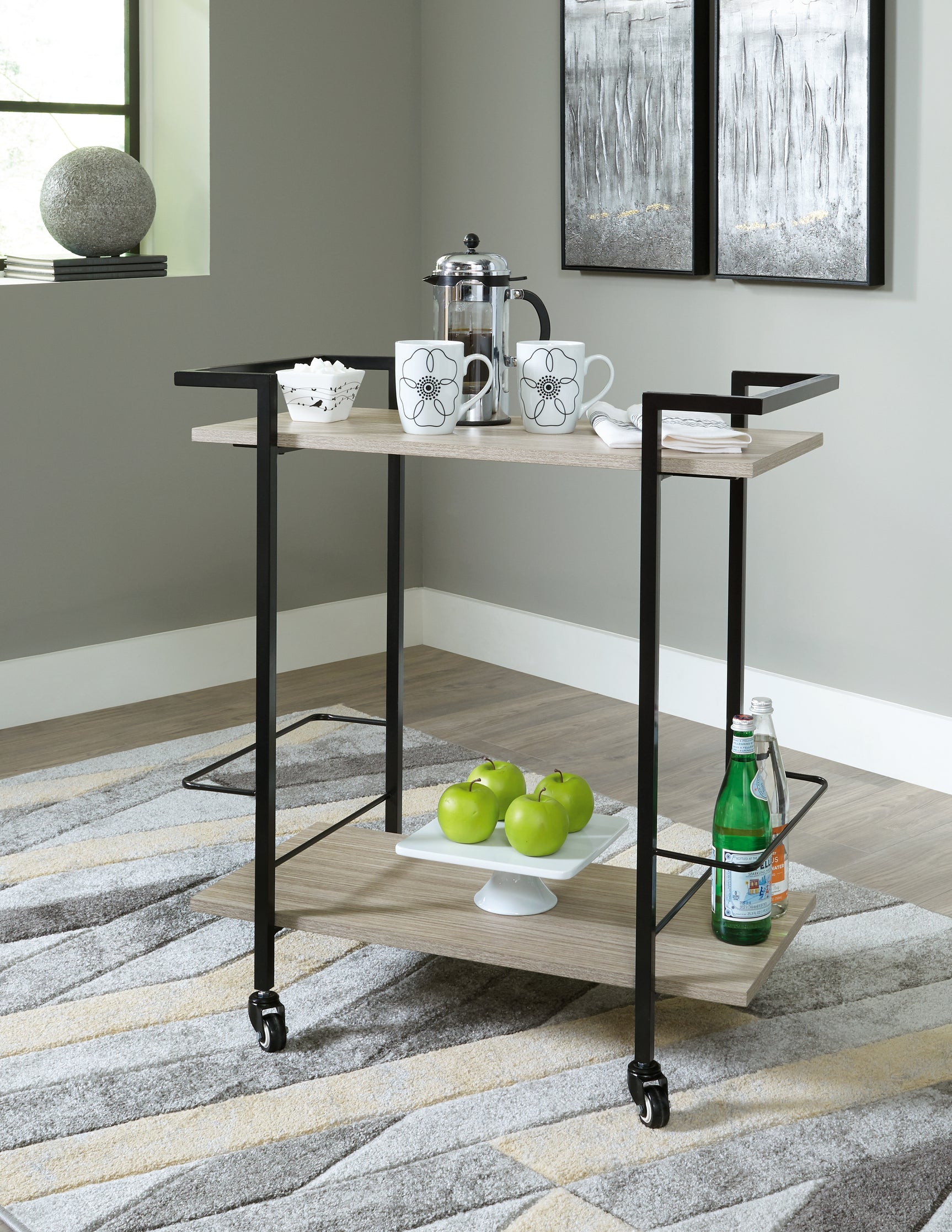 Sam's Furniture - Ashley Furniture - Waylowe Bar Cart - Bar Cart / Brown/Black - A4000389