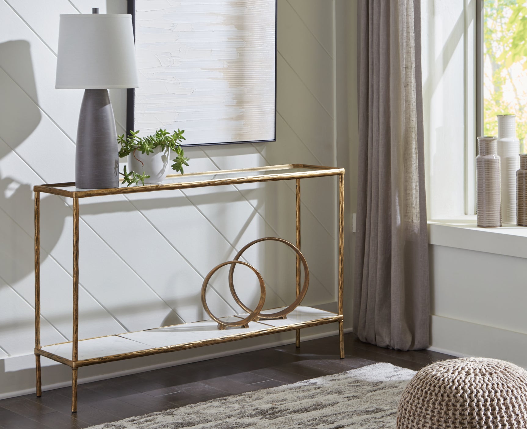 Sam's Furniture - Ashley Furniture - Ryandale Console Sofa Table - Console Sofa Table / Antique Brass Finish - A4000443