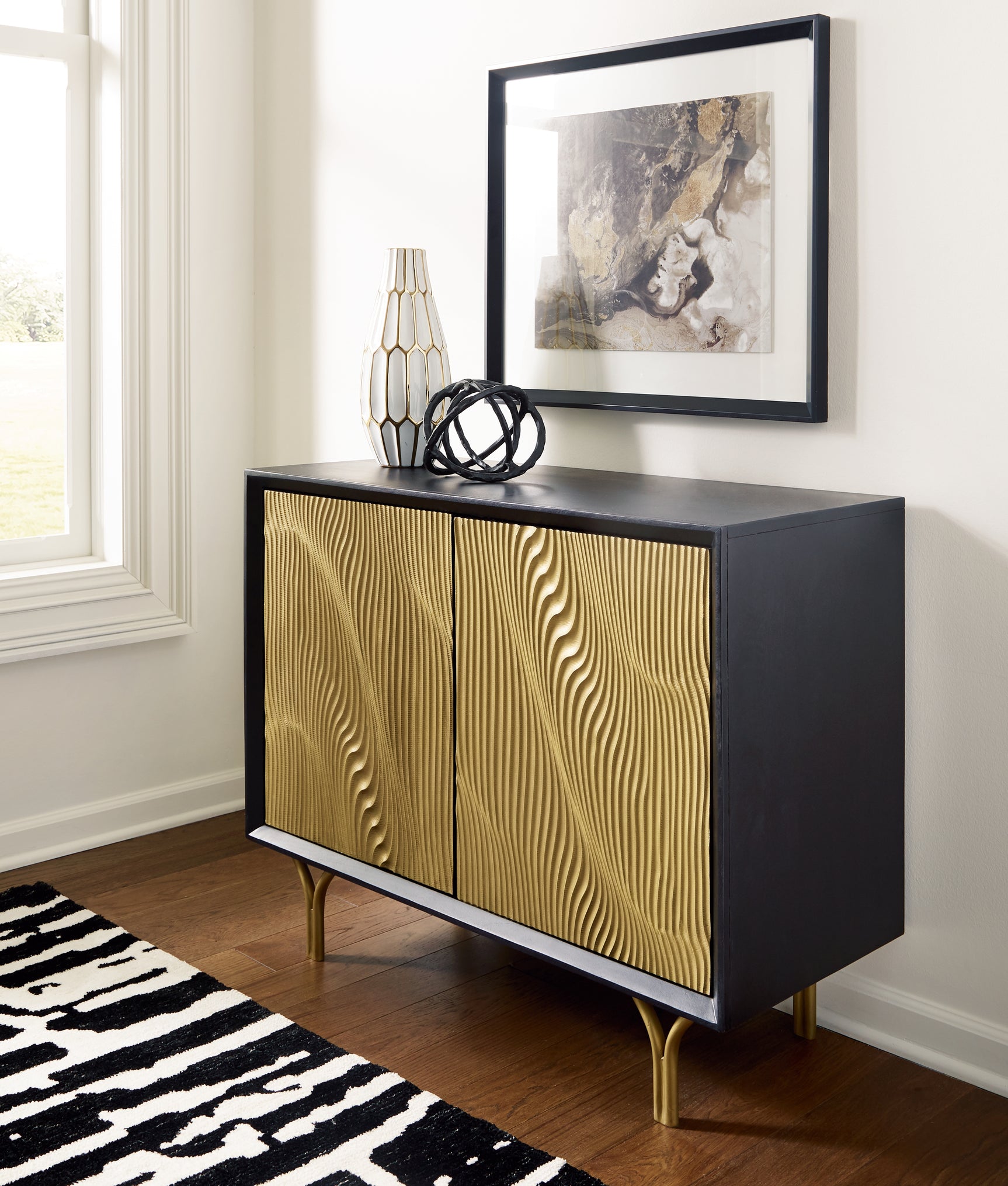 Sam's Furniture - Ashley Furniture - Tayner Accent Cabinet - Accent Cabinet / Black/Gold Finish - A4000654