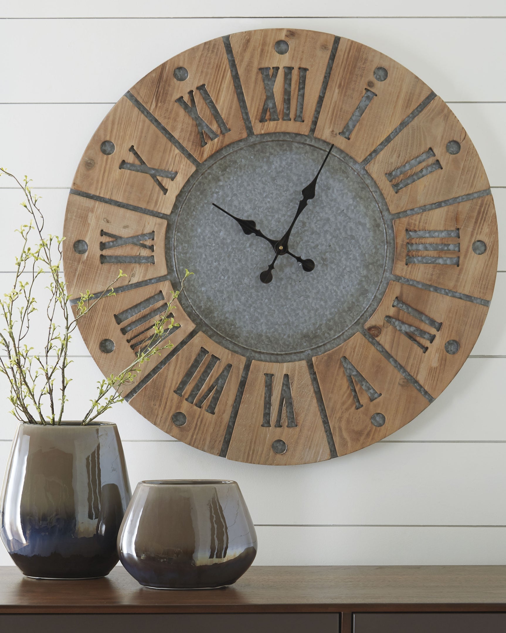 Sam's Furniture - Ashley Furniture - Payson Wall Decor - Wall Clock / Antique Gray/Natural - A8010076