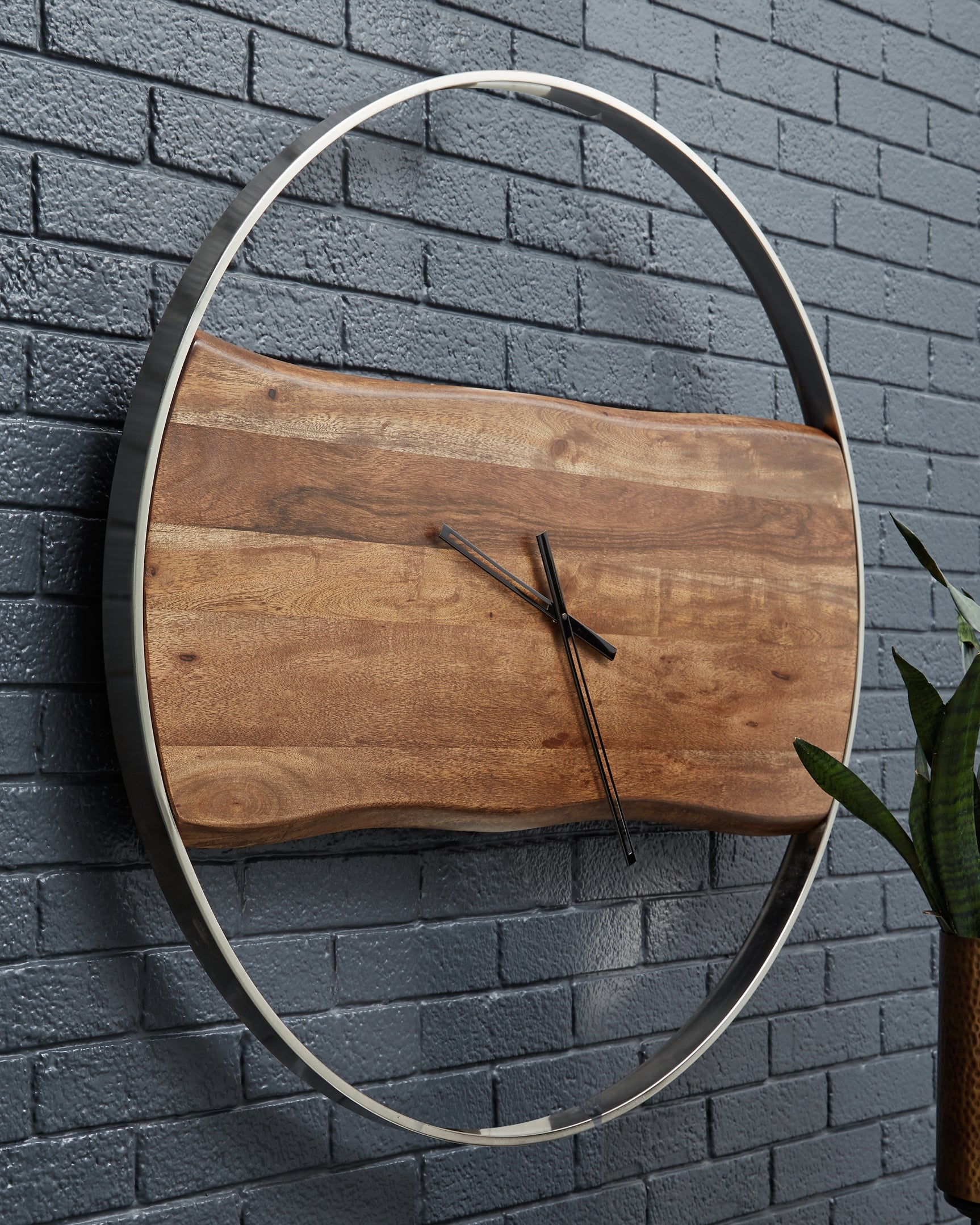 Sam's Furniture - Ashley Furniture - Panchali Wall Decor - Wall Clock / Brown/Silver Finish - A8010198