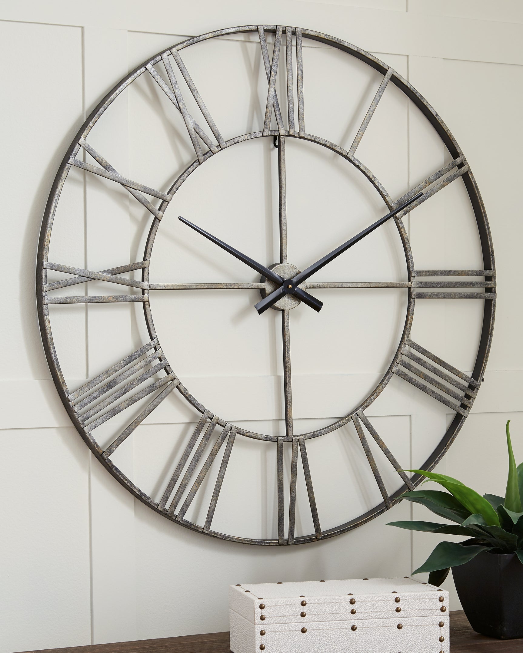Sam's Furniture - Ashley Furniture - Paquita Wall Decor - Wall Clock / Antique Silver - A8010237
