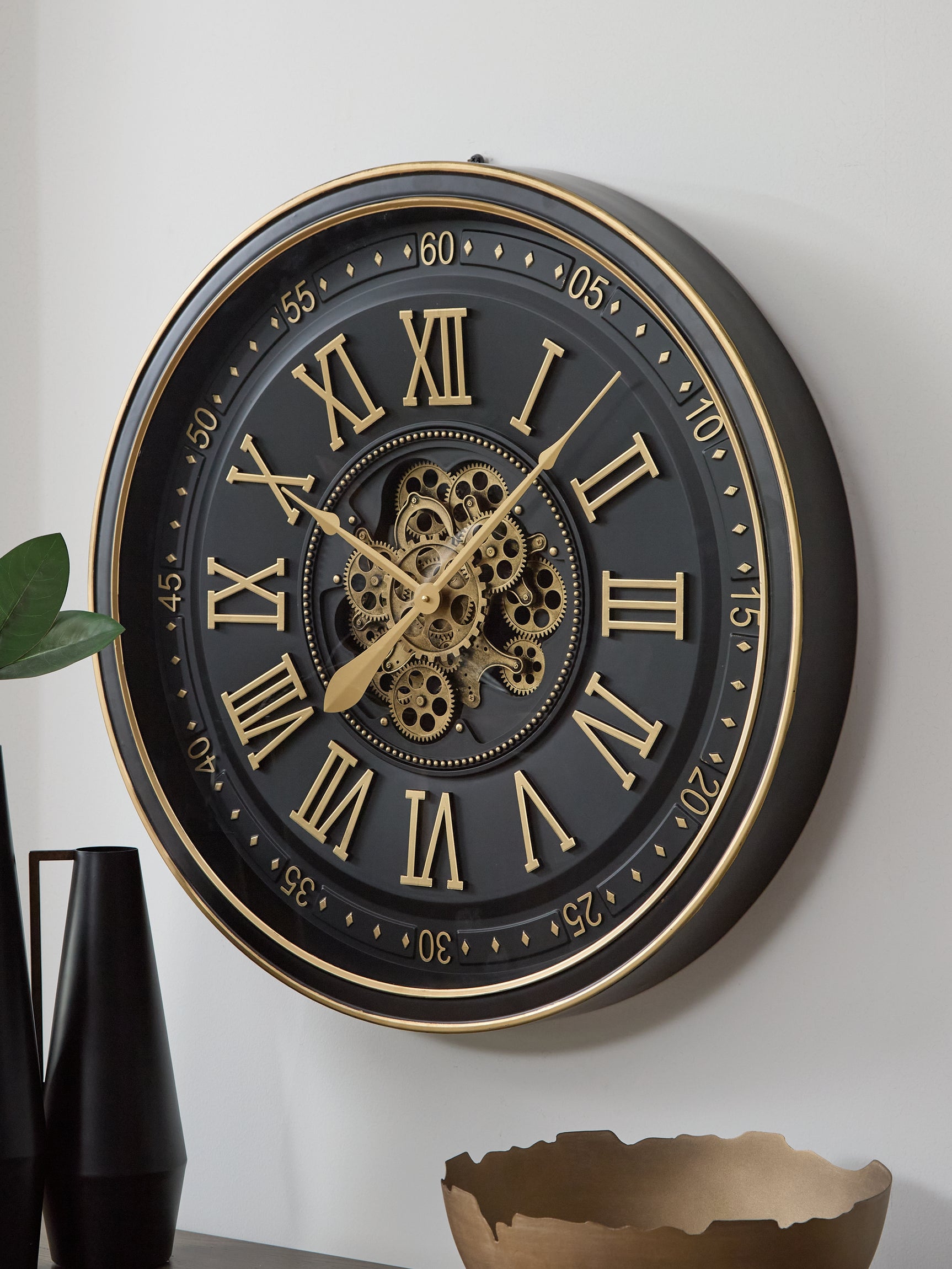 Sam's Furniture - Ashley Furniture - Dairton Wall Decor - Wall Clock / Black/Gold Finish - A8010385