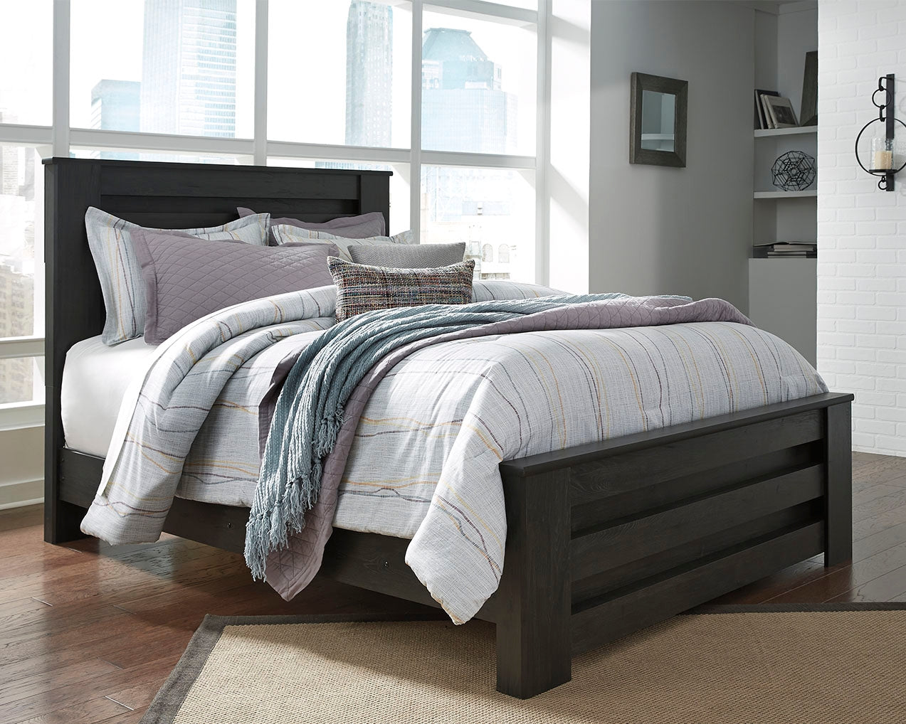 Sam's Furniture - Ashley Furniture - Brinxton Bedroom - Queen Panel Bed / Charcoal - B249B2