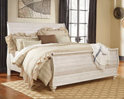 Sam's Furniture - Ashley Furniture - Willowton Bedroom - King Sleigh Bed / Whitewash - B267B11