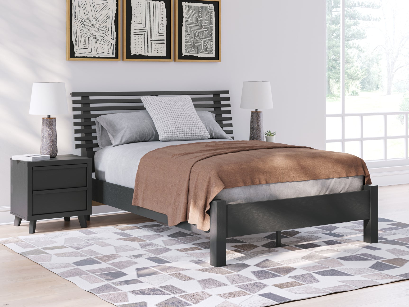 Sam's Furniture - Ashley Furniture - Danziar Bedroom - Full Slat Panel Bed / Black - B1013B19