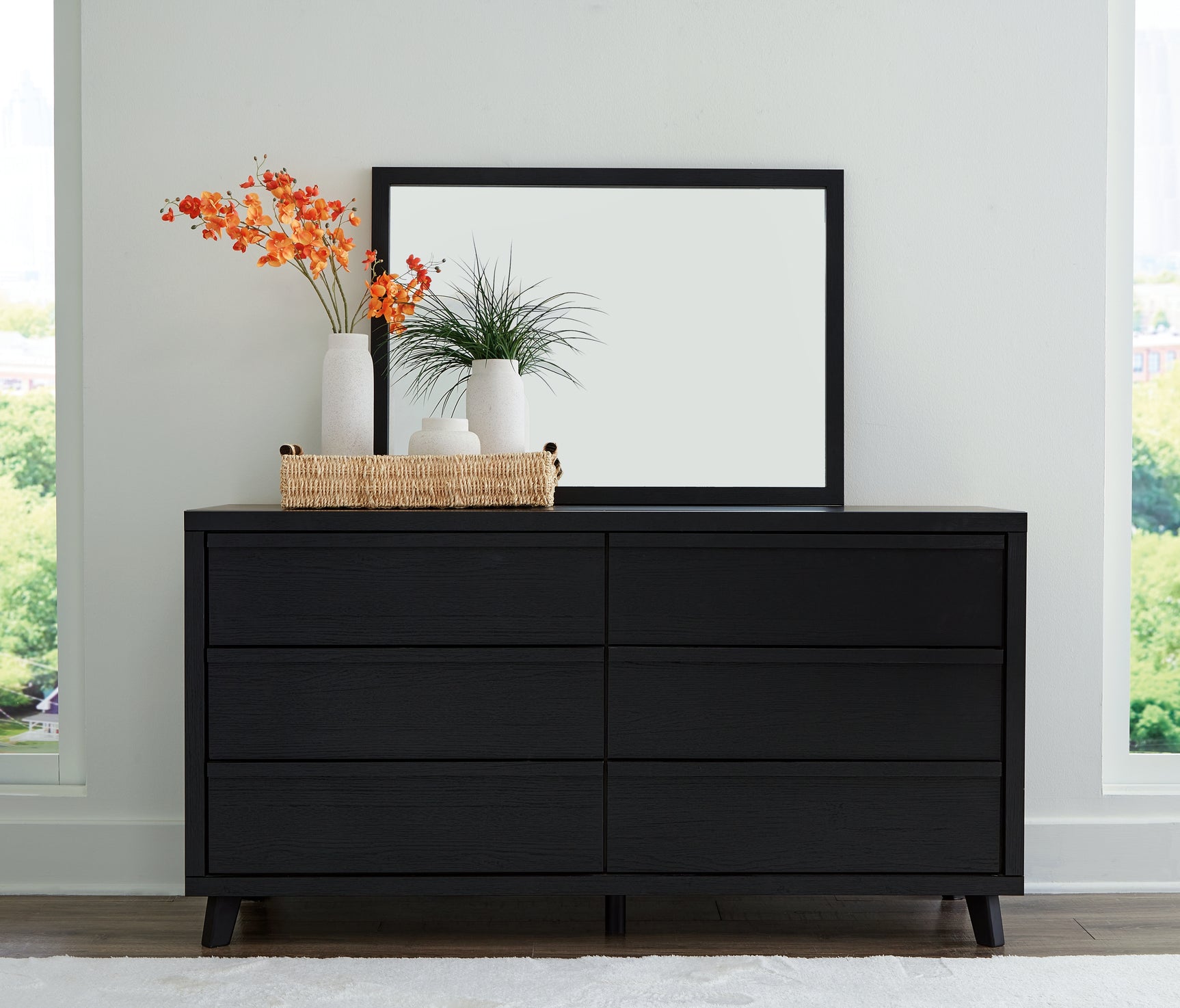 Sam's Furniture - Ashley Furniture - Danziar Bedroom - Dresser and Mirror / Black - B1013B11