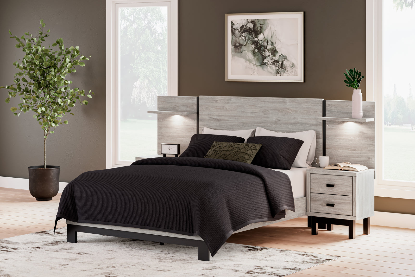 Sam's Furniture - Ashley Furniture - Vessalli Bedroom - Queen Panel Bed with Extensions / Gray - B1036B5