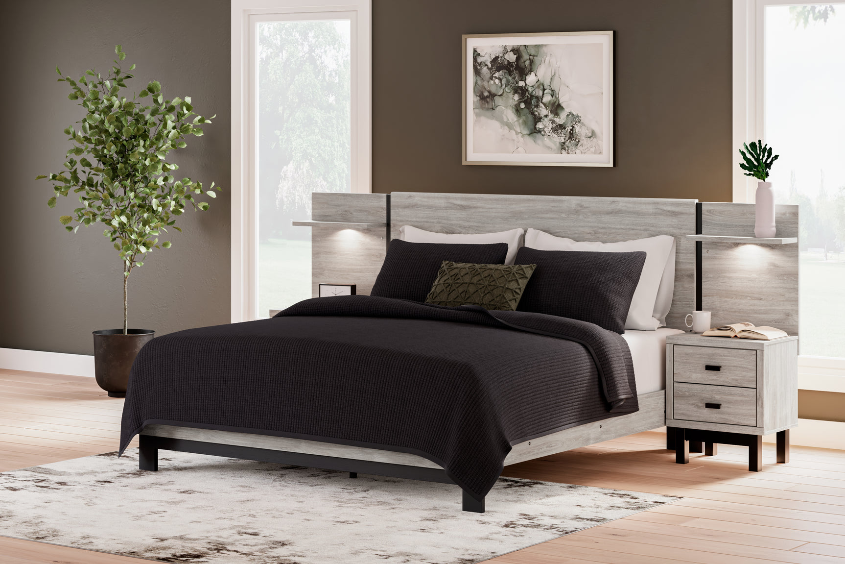 Sam's Furniture - Ashley Furniture - Vessalli Bedroom - King Panel Bed with Extensions / Gray - B1036B8