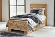 Sam's Furniture - Ashley Furniture - Hyanna Bedroom - Twin Panel Bed with 2 Side Storage / Tan Brown - B1050B28