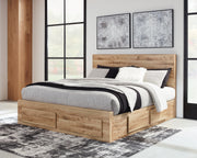 Sam's Furniture - Ashley Furniture - Hyanna Bedroom - Queen Panel Storage Bed with 2 Under Bed Storage Drawers / Tan Brown - B1050B8