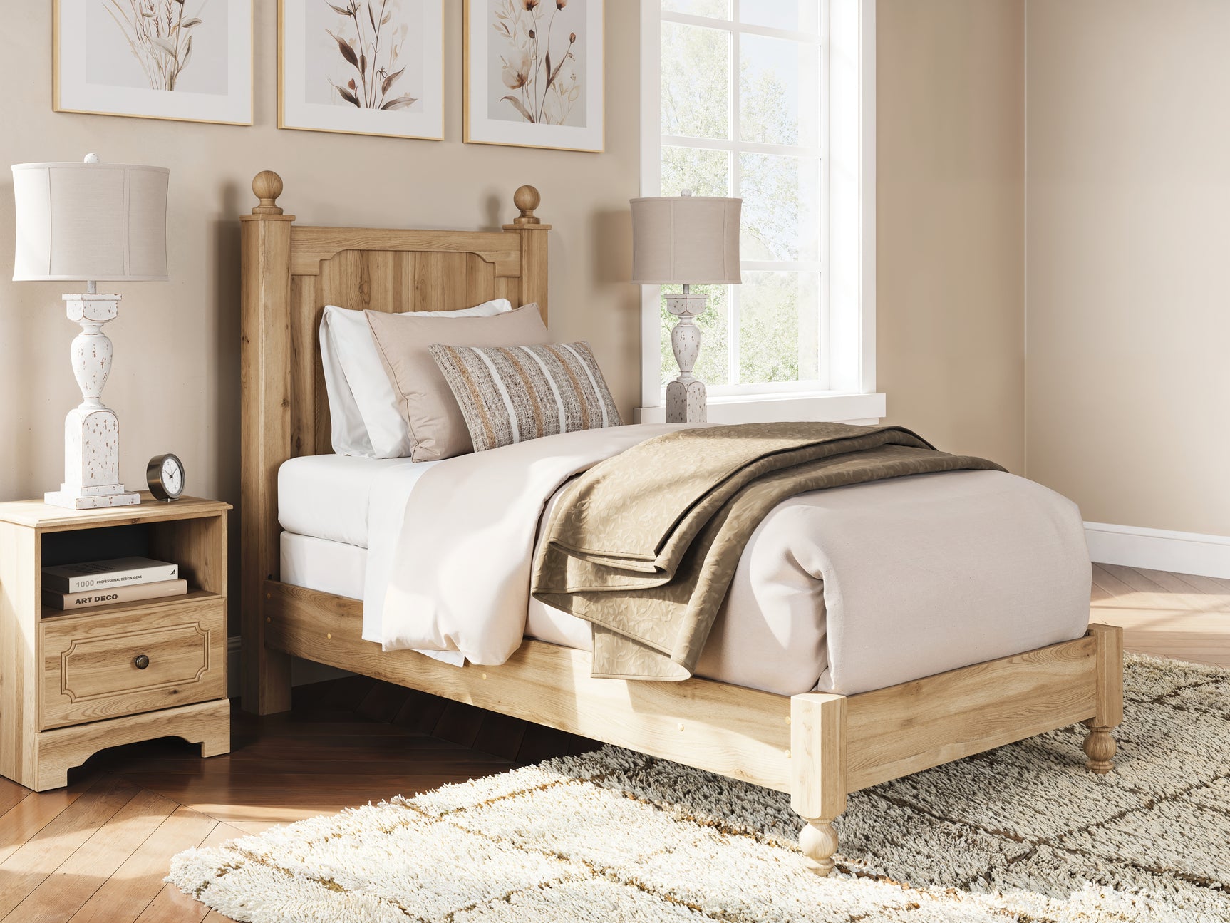 Sam's Furniture - Ashley Furniture - Aleaport Bedroom - Twin Panel Bed / Warm Brown - PCB1075B2