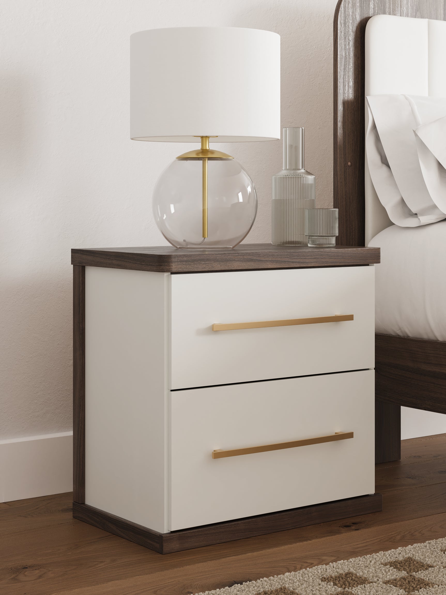 Sam's Furniture - Ashley Furniture - Kendanport Bedroom - Two Drawer Night Stand / Brown/White - PCB1108-92