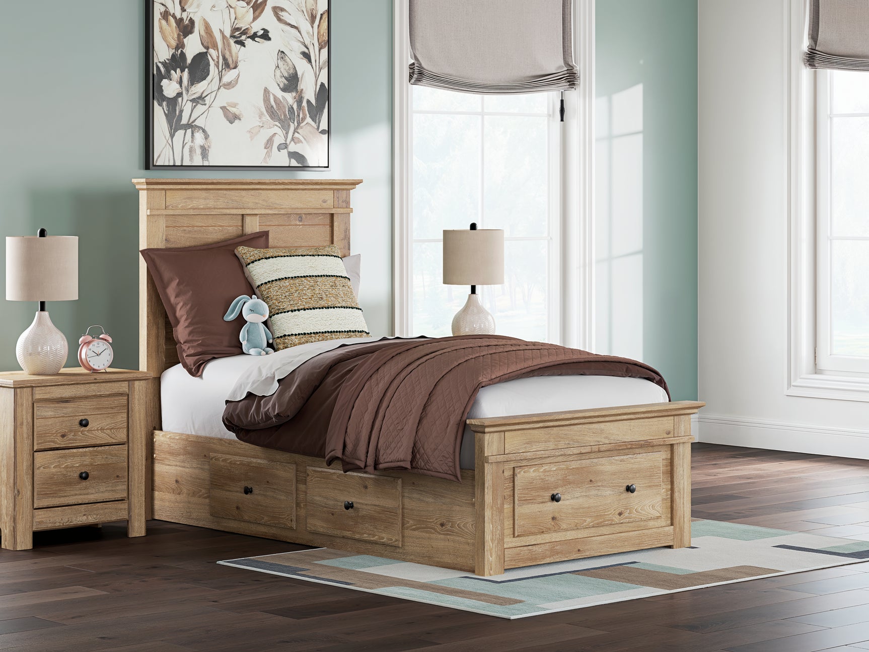 Sam's Furniture - Ashley Furniture - Makidern Bedroom - Twin Panel Storage Bed / Tan - PCB1170B38