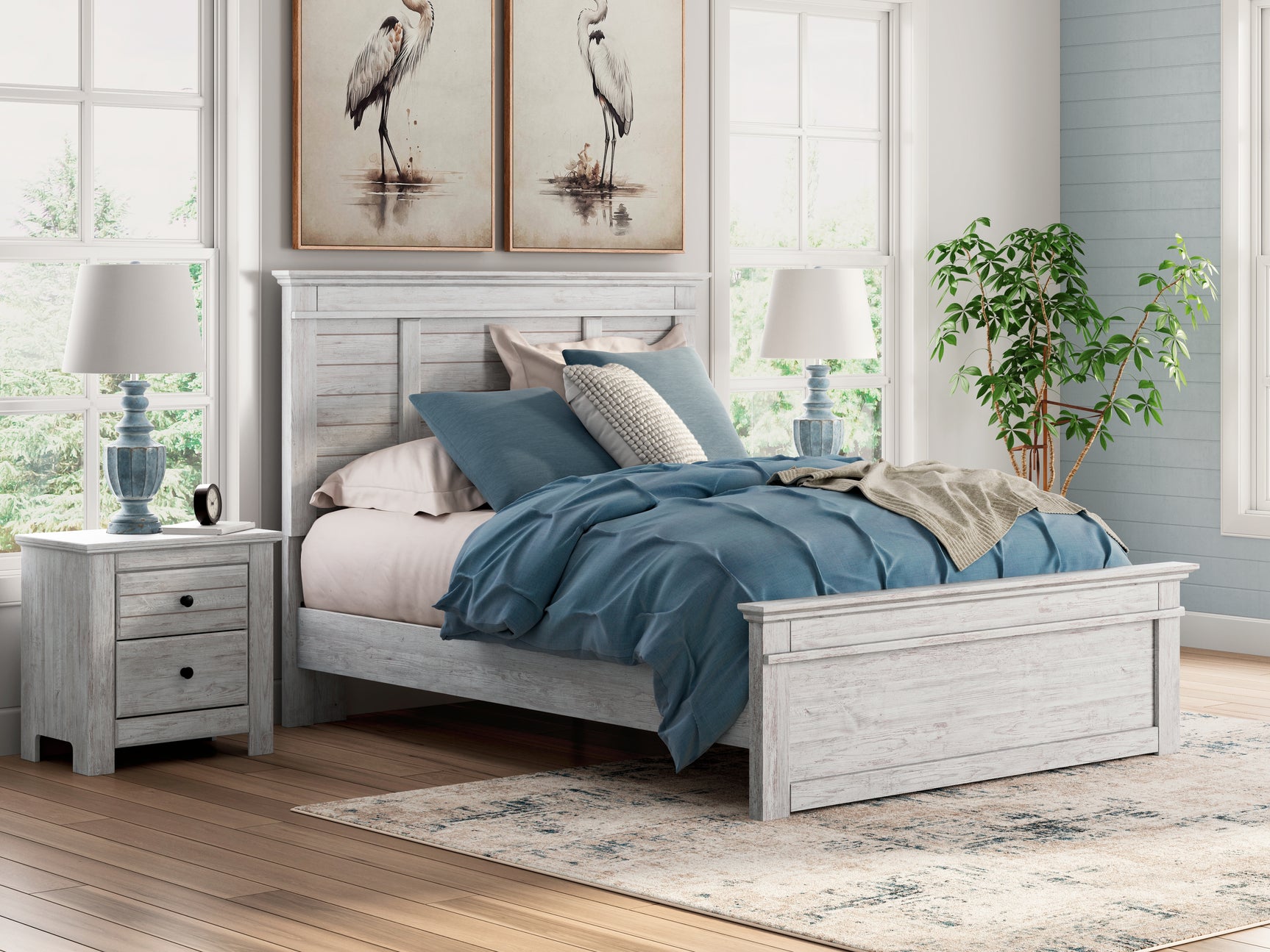 Sam's Furniture - Ashley Furniture - Makidern Bedroom - Queen Panel Bed / Whitewash - PCB1171B2
