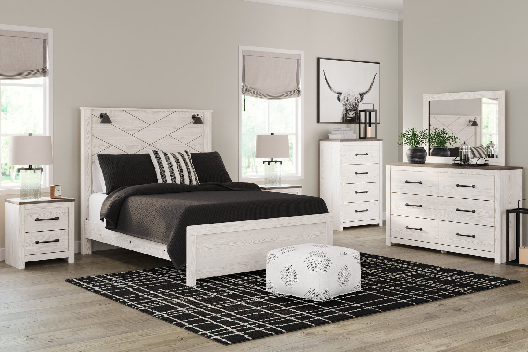 Sam's Furniture - Ashley Furniture - Gerridan Bedroom - Dresser and Mirror / White/Gray - B1190B1