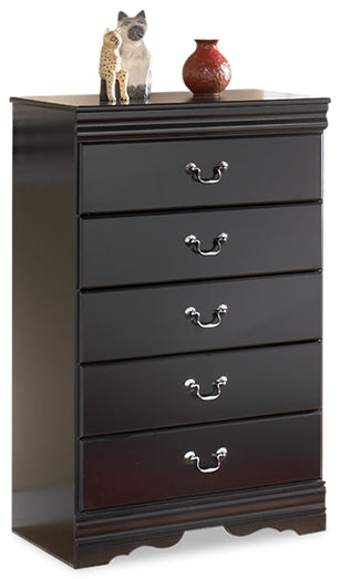 Sam's Furniture - Ashley Furniture - Huey Vineyard Bedroom - Five Drawer Chest / Black - B128-46