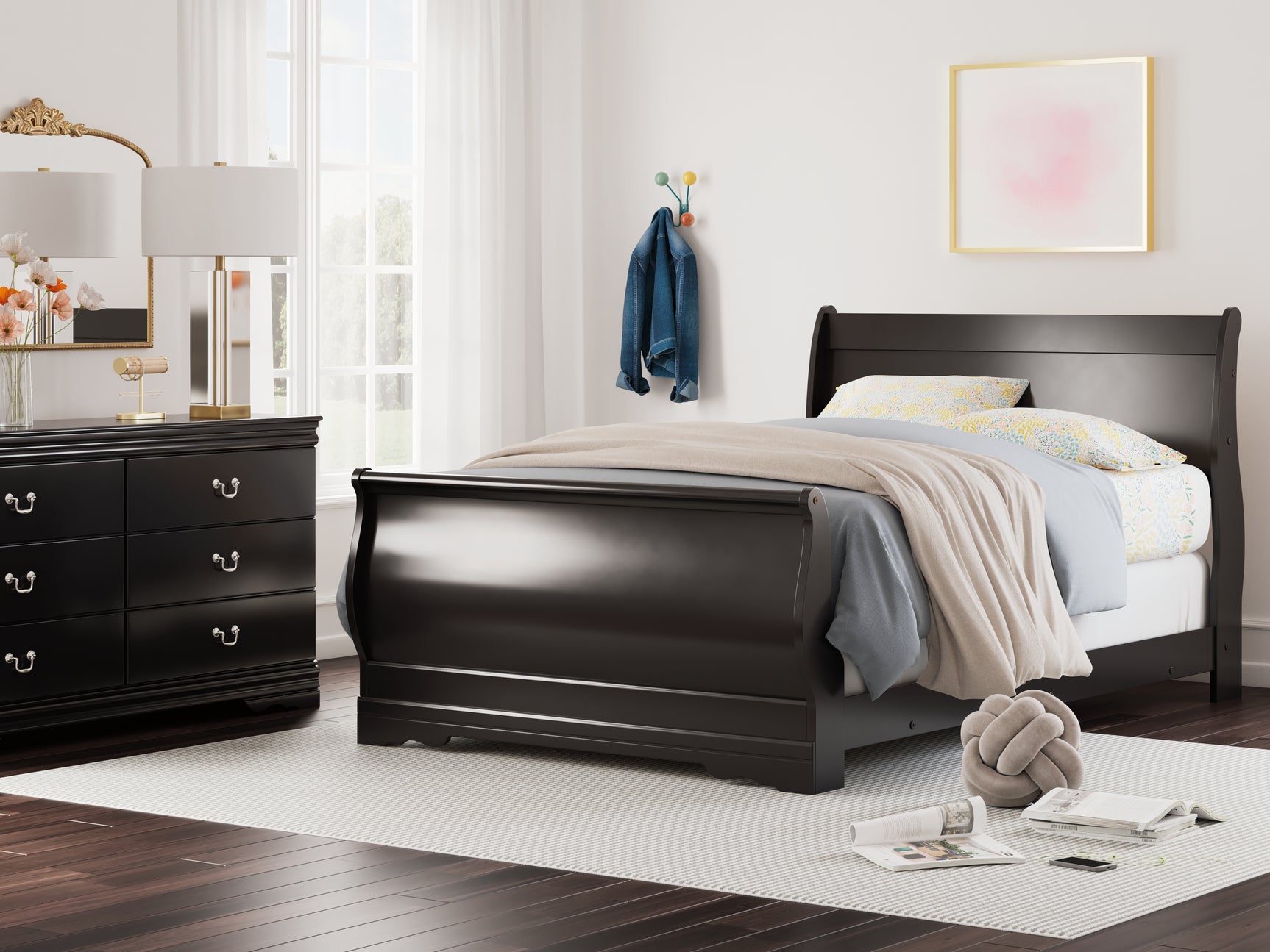 Sam's Furniture - Ashley Furniture - Huey Vineyard Bedroom - Full Sleigh Bed / Black - B128B9