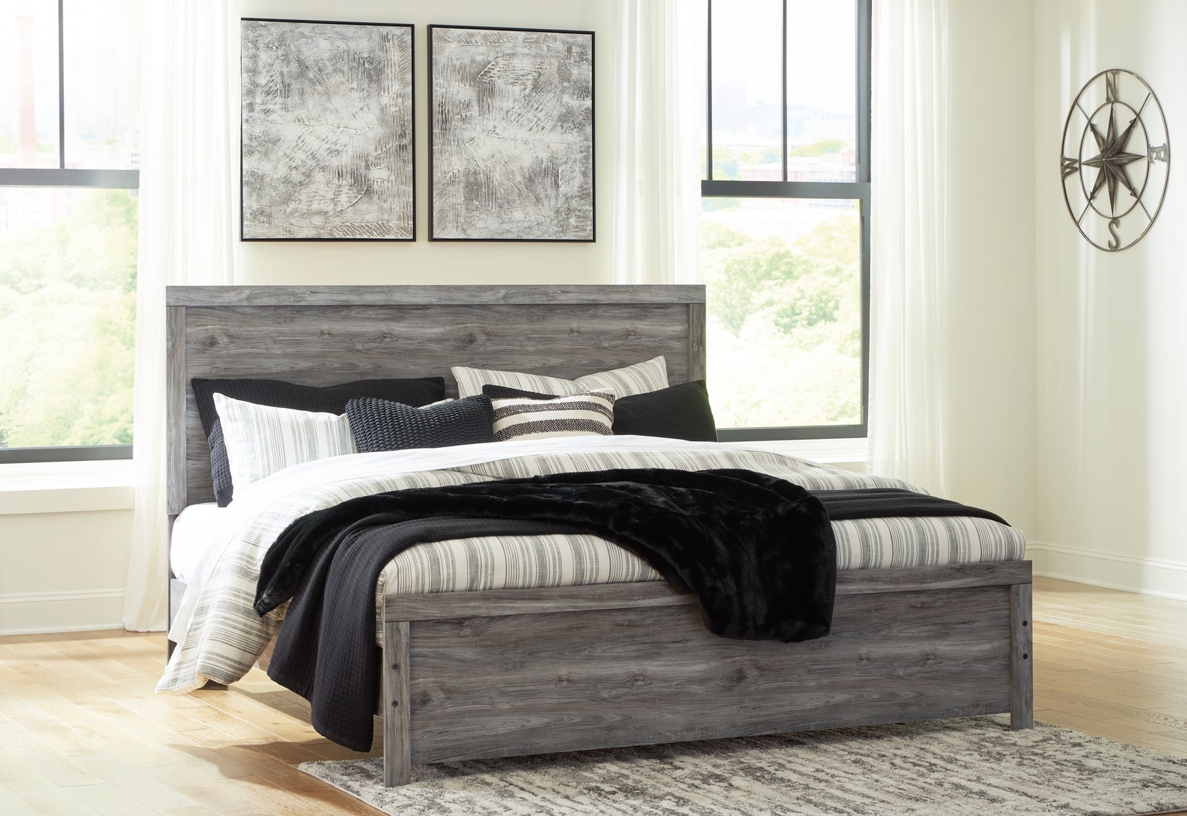 Sam's Furniture - Ashley Furniture - Bronyan Bedroom - King Panel Bed / Dark Gray - B1290B4