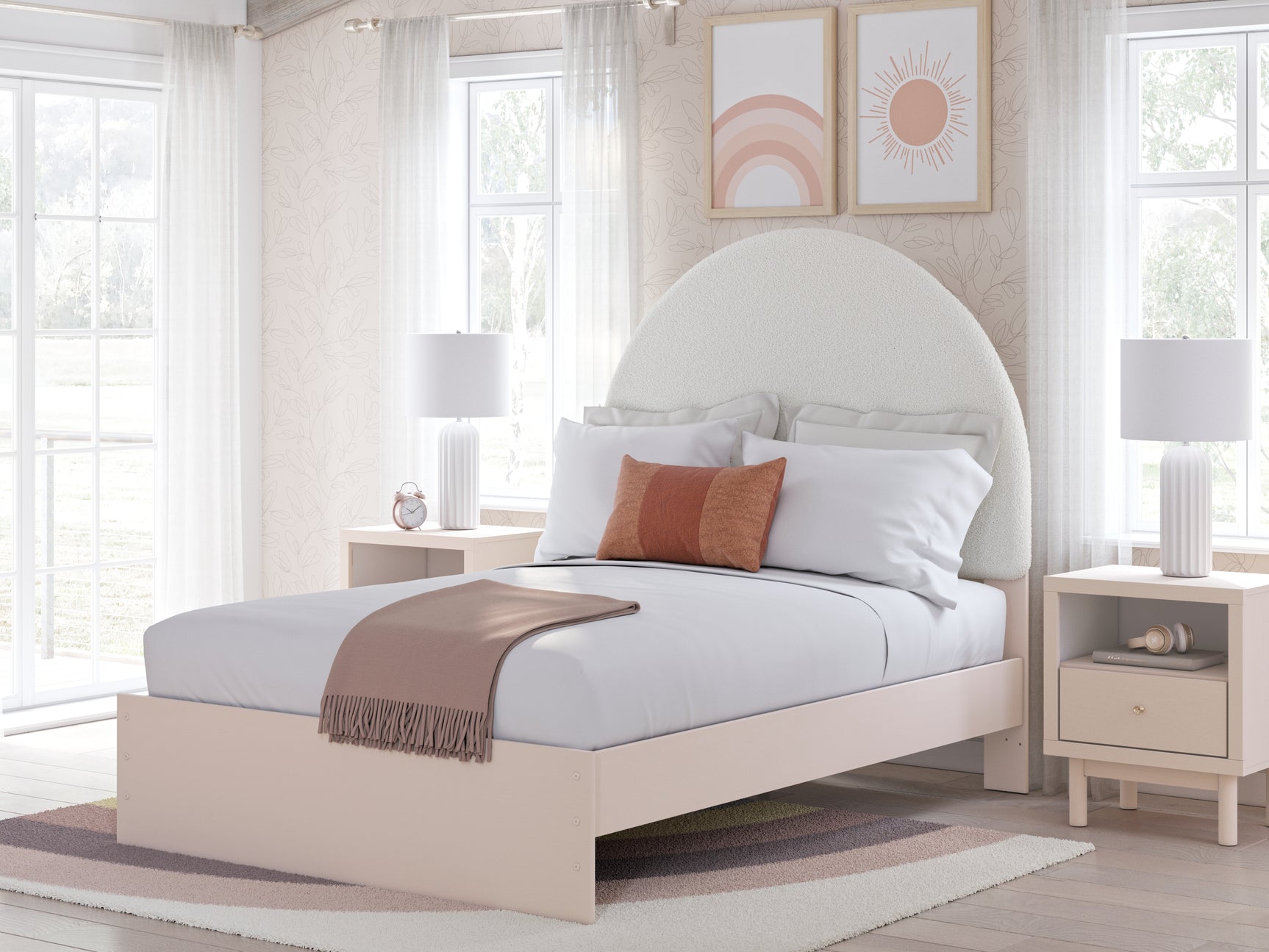 Sam's Furniture - Ashley Furniture - Wistenpine Bedroom - Full Upholstered Panel Bed with Storage / Blush - B1323B13