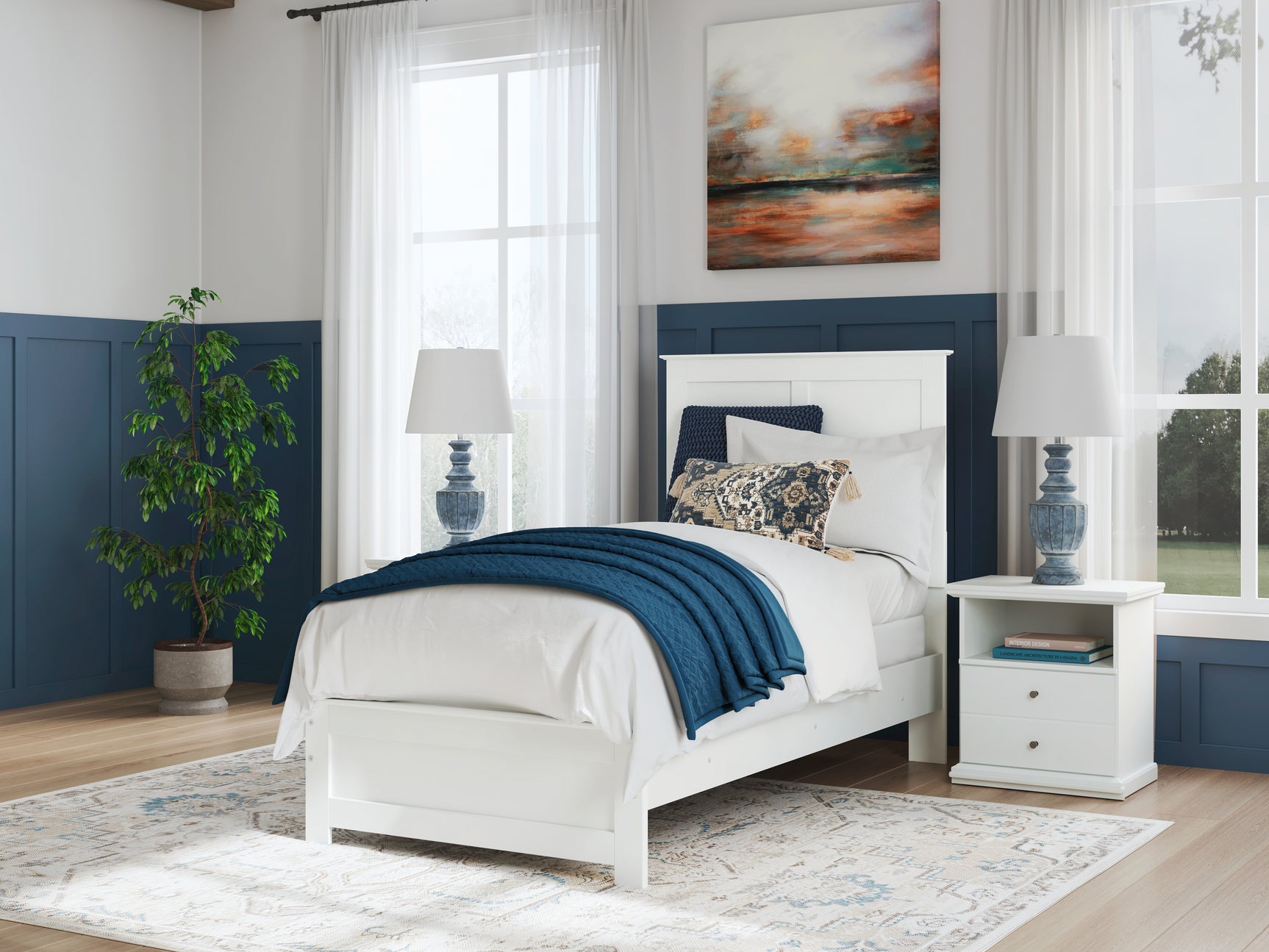 Sam's Furniture - Ashley Furniture - Bostwick Shoals Bedroom - Twin Panel Bed / White - B139B41