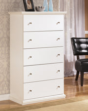 Sam's Furniture - Ashley Furniture - Bostwick Shoals Bedroom - Five Drawer Chest / White - B139-46