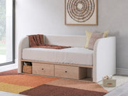 Sam's Furniture - Ashley Furniture - Arloster Bedroom - Twin Upholstered Day Bed with Storage / Tan/White - PCB1566B9