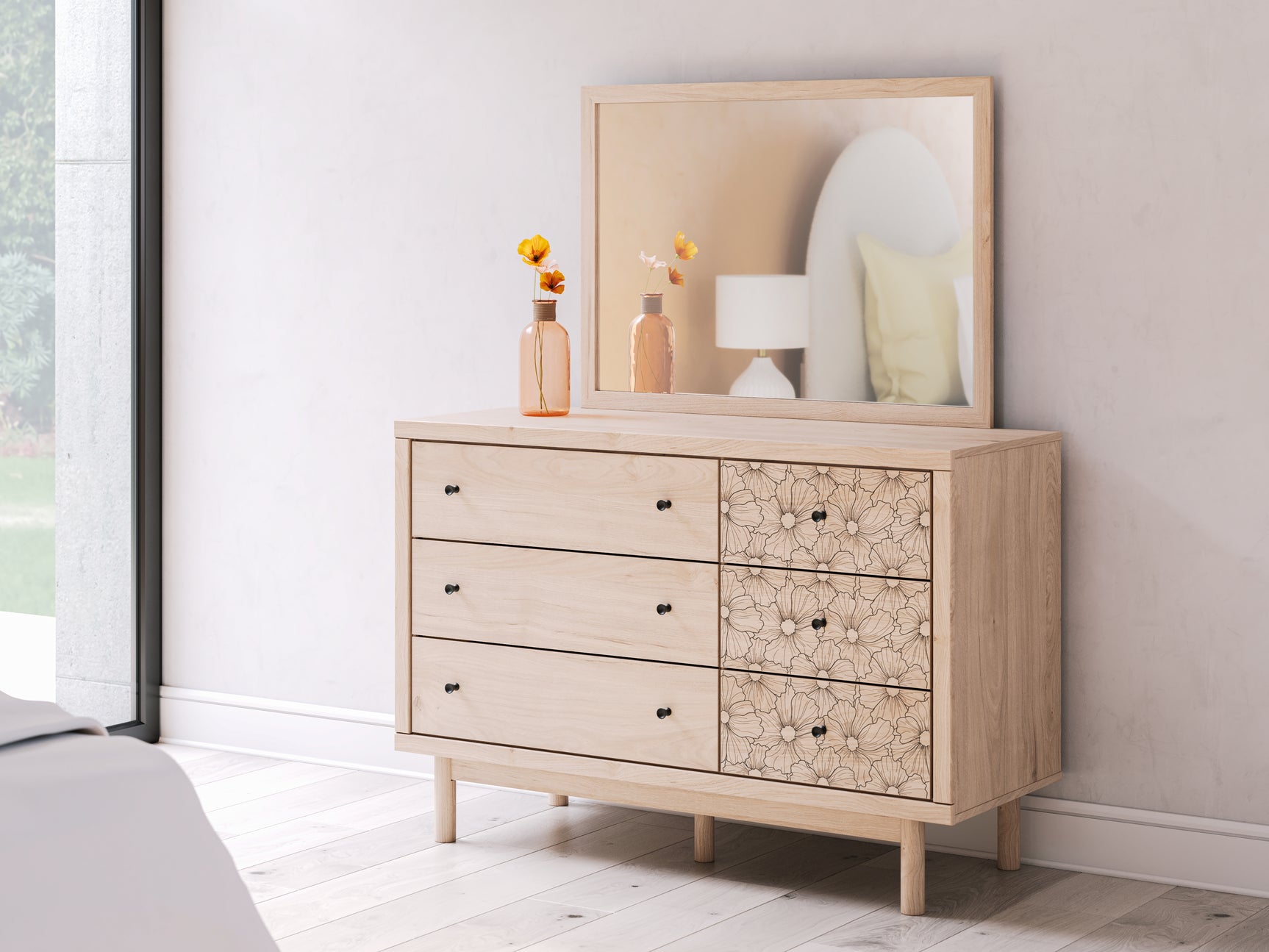 Sam's Furniture - Ashley Furniture - Arloster Bedroom - Dresser and Mirror / Tan - PCB1566B1
