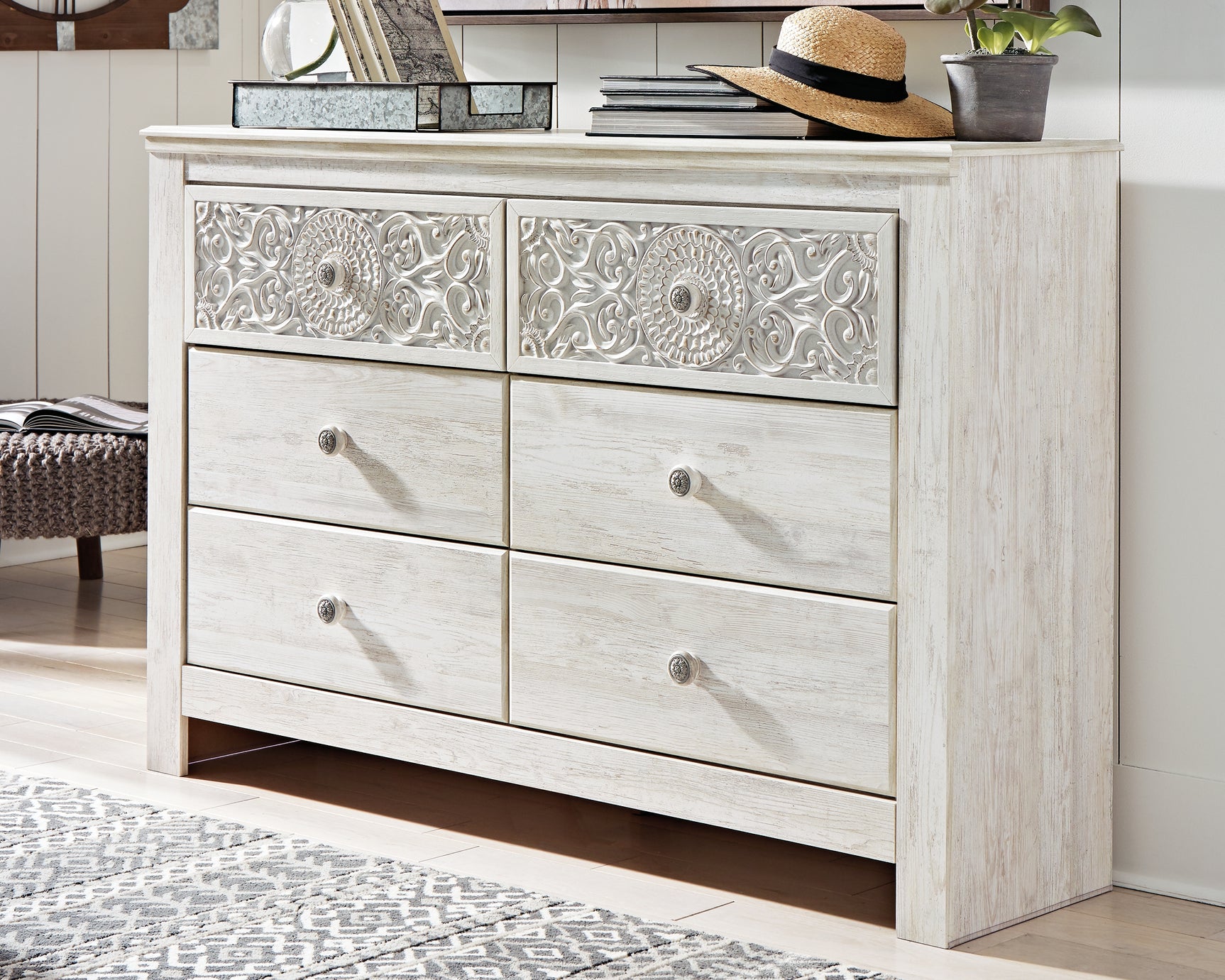 Sam's Furniture - Ashley Furniture - Paxberry Bedroom - Six Drawer Dresser / Whitewash - B181-31