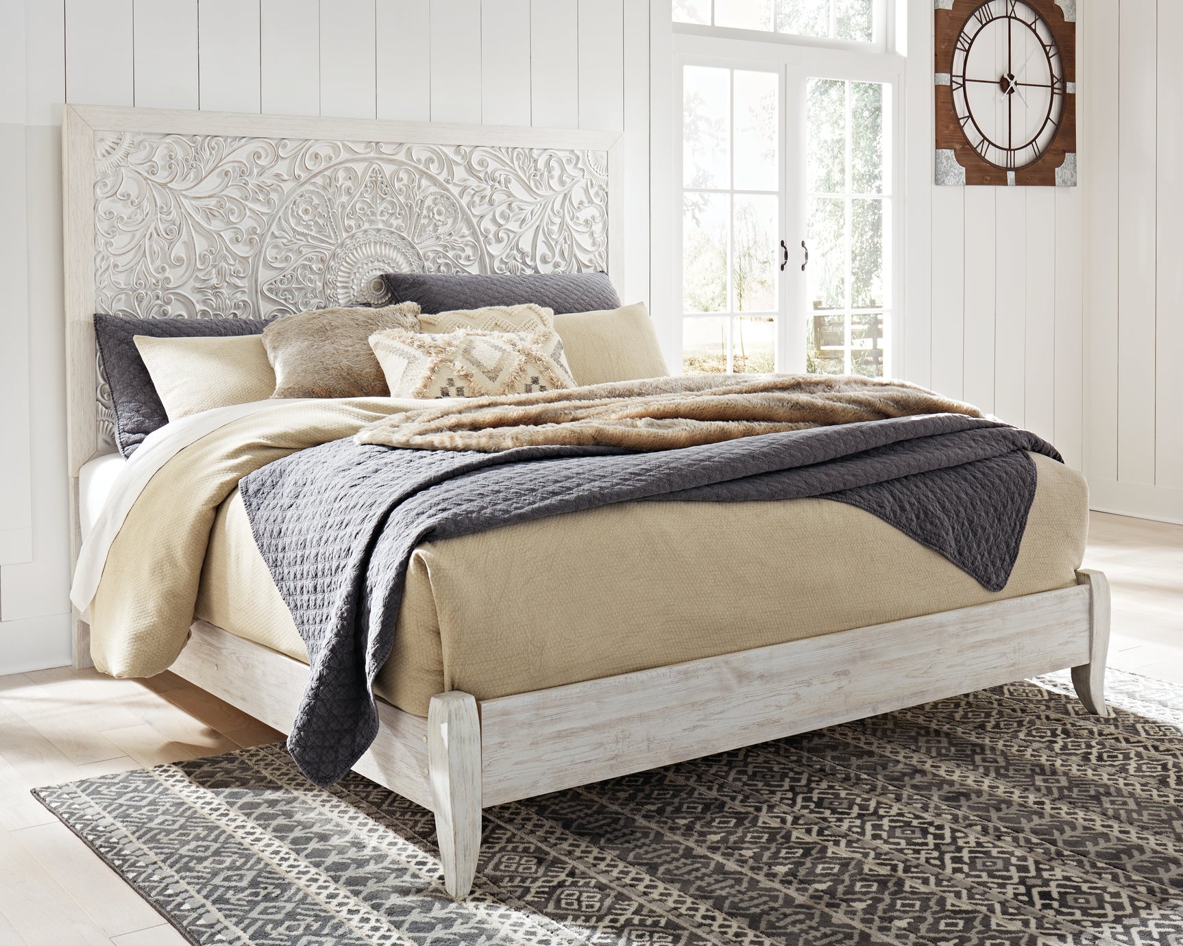 Sam's Furniture - Ashley Furniture - Paxberry Bedroom - King Panel Bed / Whitewash - B181B10