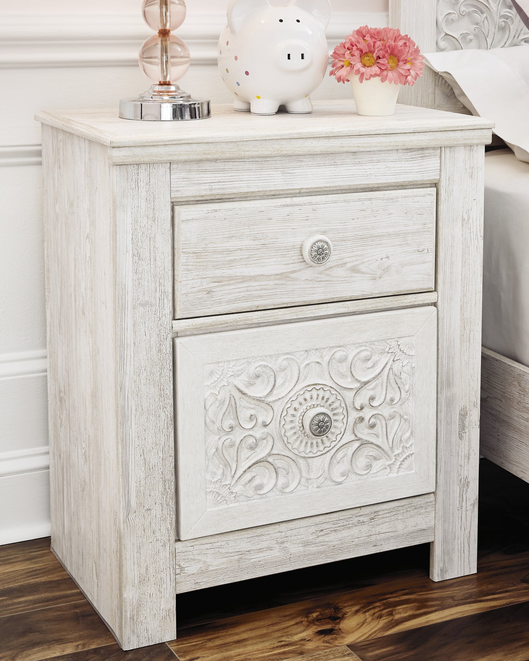 Sam's Furniture - Ashley Furniture - Paxberry Bedroom - Two Drawer Night Stand / Whitewash - B181-92