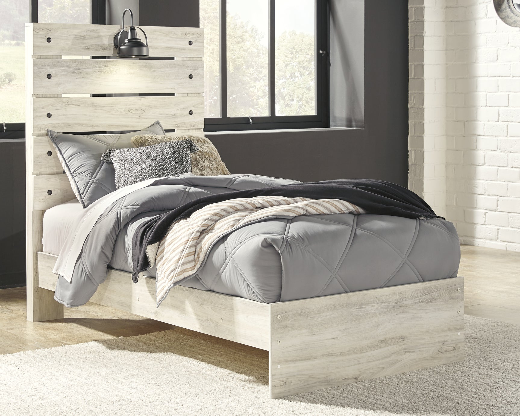 Sam's Furniture - Ashley Furniture - Cambeck Bedroom - Twin Panel Bed / Whitewash - B192B2