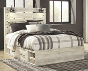 Sam's Furniture - Ashley Furniture - Cambeck Bedroom - Queen Panel Bed with 2 Storage Drawers / Whitewash - B192B17