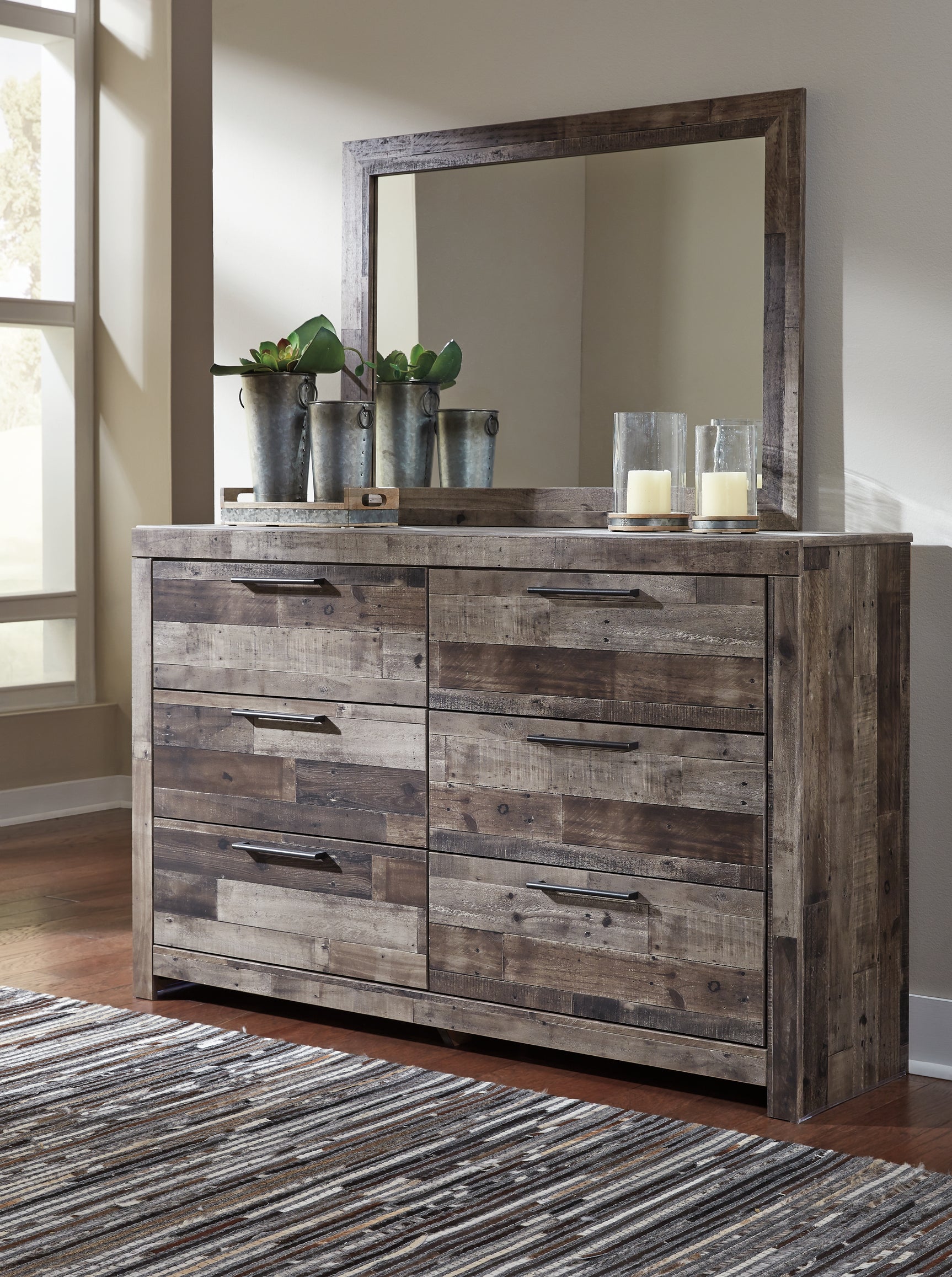 Sam's Furniture - Ashley Furniture - Derekson Bedroom - Dresser and Mirror / Multi Gray - B200B1