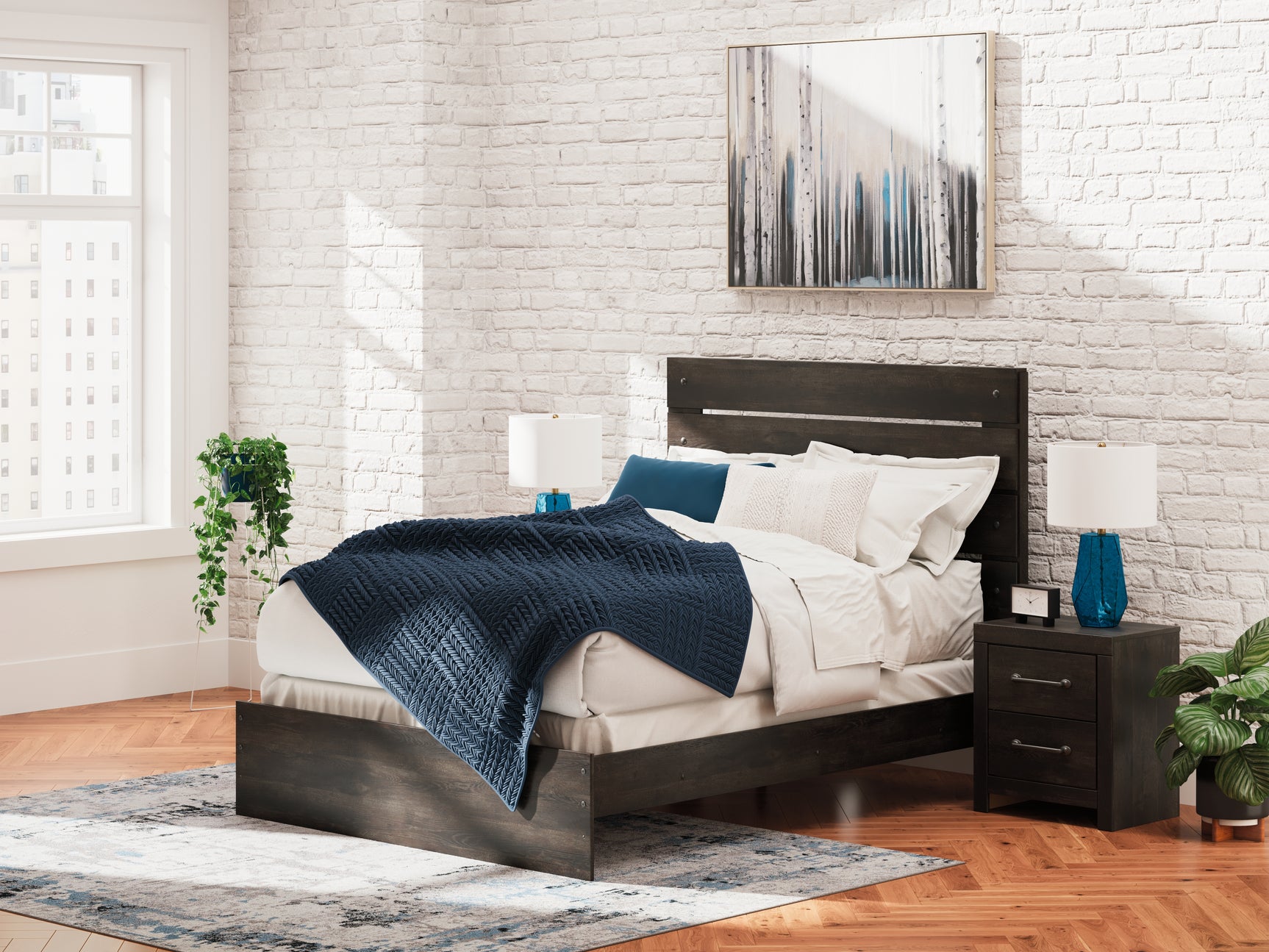 Sam's Furniture - Ashley Furniture - Hollivern Bedroom - Queen Panel Bed / Dark Gray - PCB2108B2