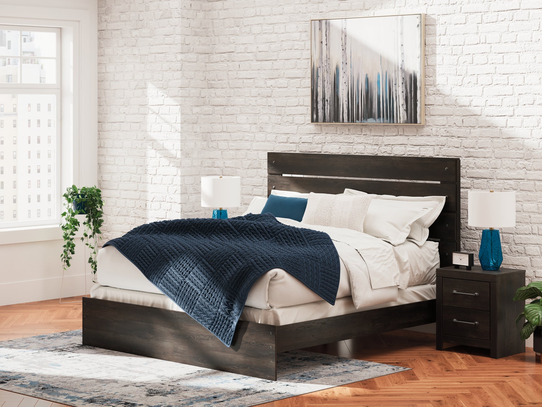 Sam's Furniture - Ashley Furniture - Hollivern Bedroom - King Panel Bed / Dark Gray - PCB2108B8