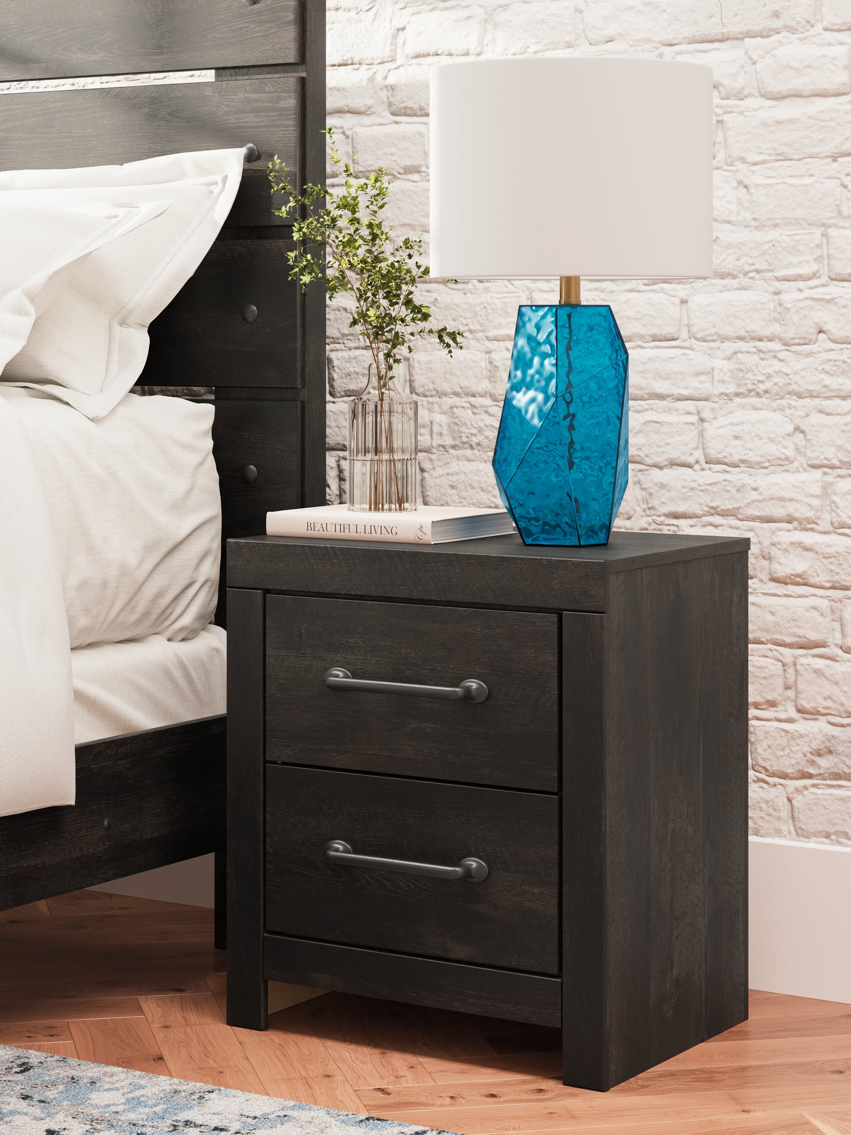 Sam's Furniture - Ashley Furniture - Hollivern Bedroom - Two Drawer Night Stand / Dark Gray - PCB2108-92