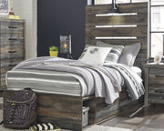 Sam's Furniture - Ashley Furniture - Drystan Bedroom - Twin Panel Bed with 4 Storage Drawers / Multi - B211B11