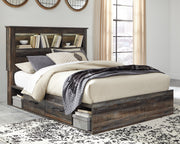 Sam's Furniture - Ashley Furniture - Drystan Bedroom - Queen Bookcase Bed with 2 Storage Drawers / Multi - B211B17