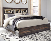 Sam's Furniture - Ashley Furniture - Drystan Bedroom - King Bookcase Bed with 2 Storage Drawers / Multi - B211B51