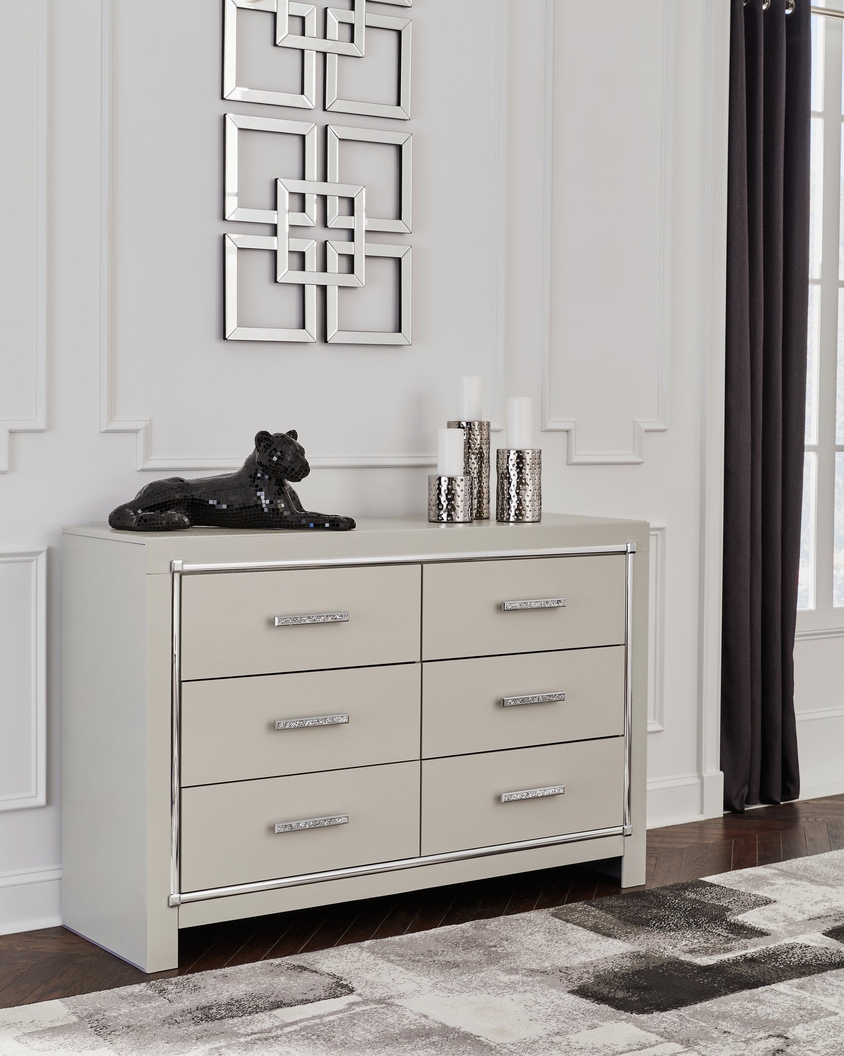 Sam's Furniture - Ashley Furniture - Zyniden Bedroom - Six Drawer Dresser / Silver - B2114-31